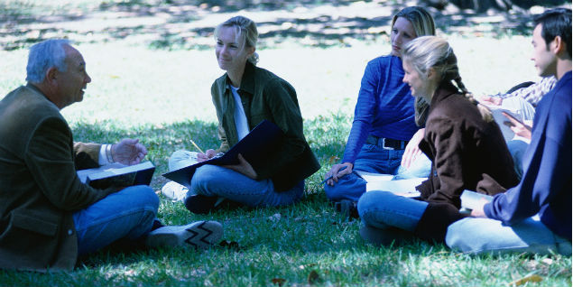 group on lawn